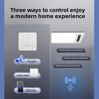 Voice Control Bathroom Heater with Lighting and Exhaust Fan, Integrated Ceiling-Mounted Heater with Mobile APP Remote Control for Bathroom-Kitchen & Bathroom-海智集-Wired Voice Control/Phone APP [2550W Dual Core Power]-300X600-