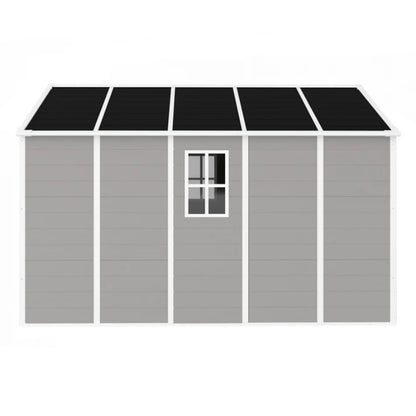 Campcraft 8*10ft resin storage shed, high quality pp material, strong structure, waterproof, rust and UV proof, large storage space, 12mm thick pp board, HD window lighting-海智集-Default-