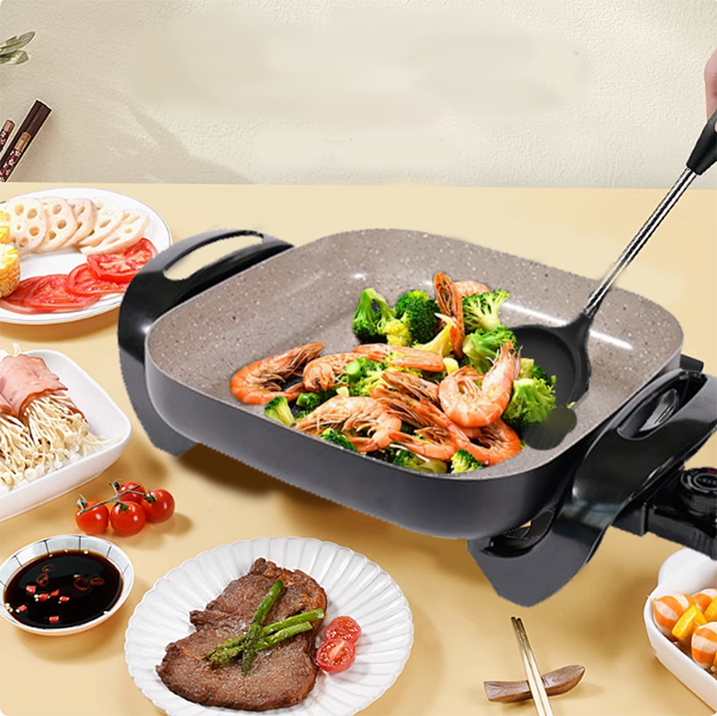 Large-capacity double-layer non-stick coating ELECTRIC FRY PAN (DIE-CAST) : A great helper for dining out