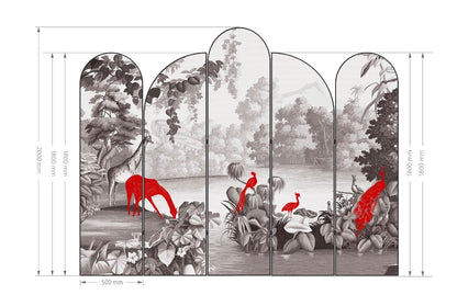 High - End_Customizable_Painted_Embroidered_Jacquard_Screen_B2B_Wholesale_for_Commercial_Spaces_Project_Procurement.Adorable_Pets_in_the_Jade_Forest - 海智集