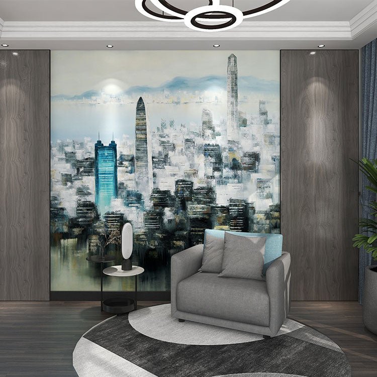 High - End Embroidery Decorative Painting - Suzhou Embroidery with Silk Full - Embroidery Craftsmanship | Commercial Space Soft Decoration Wall Hanging | Bulk Purchases Available with Customizable Patterns and Sizes.Modern Metropolis - 海智集