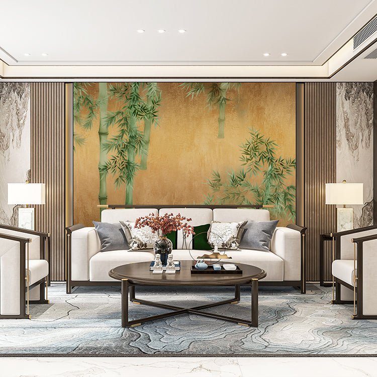 High - End Embroidery Decorative Painting - Suzhou Embroidery with Silk Full - Embroidery Craftsmanship | Commercial Space Soft Decoration Wall Hanging | Bulk Purchases Available with Customizable Patterns and Sizes.Bamboo Imprints in Golden Light - 海智集