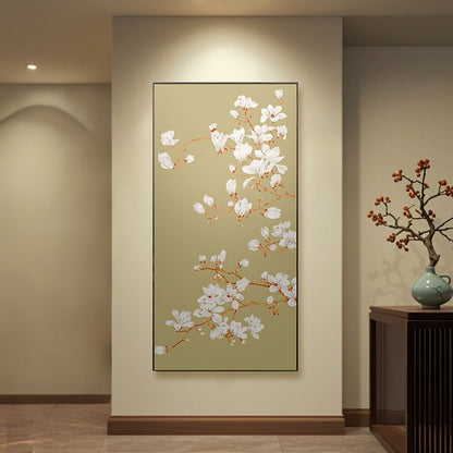 High - End Embroidery Decorative Painting - Suzhou Embroidery with Silk Full - Embroidery Craftsmanship | Commercial Space Soft Decoration Wall Hanging | Bulk Purchases Available with Customizable Patterns and Sizes.Magnolia Flower - 海智集
