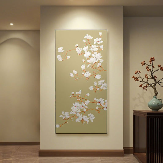 High - End Embroidery Decorative Painting - Suzhou Embroidery with Silk Full - Embroidery Craftsmanship | Commercial Space Soft Decoration Wall Hanging | Bulk Purchases Available with Customizable Patterns and Sizes.Magnolia Flower - 海智集
