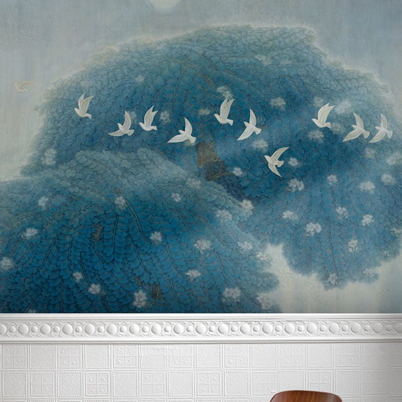 High - End Embroidery Decorative Painting - Suzhou Embroidery with Silk Full - Embroidery Craftsmanship | Commercial Space Soft Decoration Wall Hanging | Bulk Purchases Available with Customizable Patterns and Sizes.Frost Under the Moon - 海智集