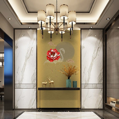 High - End Embroidery Decorative Painting - Suzhou Embroidery with Silk Full - Embroidery Craftsmanship | Commercial Space Soft Decoration Wall Hanging | Bulk Purchases Available with Customizable Patterns and Sizes.Cloud Crane and Peony - 海智集