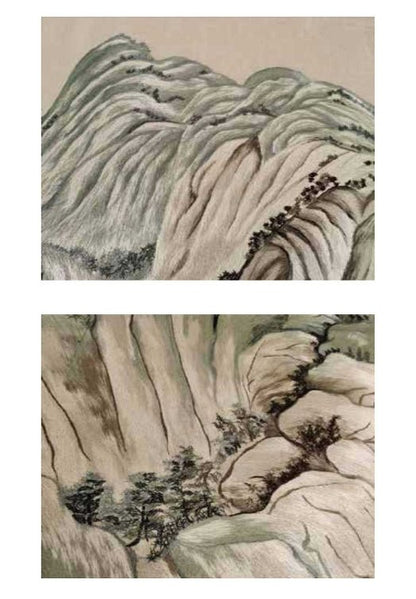 High - End Embroidery Decorative Painting - Suzhou Embroidery with Silk Full - Embroidery Craftsmanship | Commercial Space Soft Decoration Wall Hanging | Bulk Purchases Available with Customizable Patterns and Sizes.A Thousand Mountains in Emerald Green - 海智集