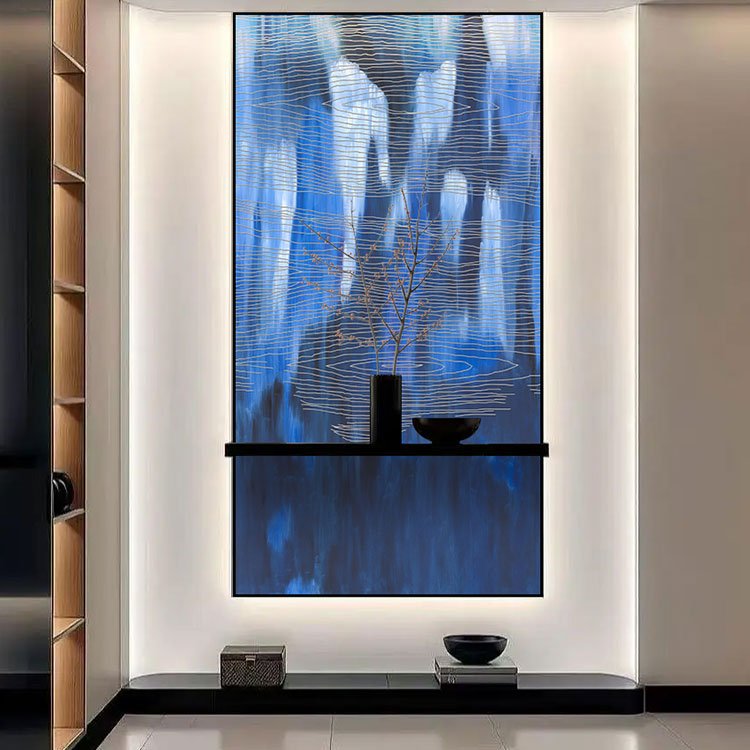 High - End Embroidery Decorative Painting - Suzhou Embroidery with Silk Full - Embroidery Craftsmanship | Commercial Space Soft Decoration Wall Hanging | Bulk Purchases Available with Customizable Patterns and Sizes.Misty Waves Flowing - 海智集