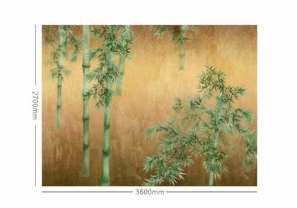 High - End Embroidery Decorative Painting - Suzhou Embroidery with Silk Full - Embroidery Craftsmanship | Commercial Space Soft Decoration Wall Hanging | Bulk Purchases Available with Customizable Patterns and Sizes.Bamboo Imprints in Golden Light - 海智集