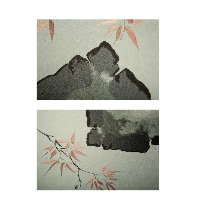 High - End Embroidery Decorative Painting - Suzhou Embroidery with Silk Full - Embroidery Craftsmanship | Commercial Space Soft Decoration Wall Hanging | Bulk Purchases Available with Customizable Patterns and Sizes.Autumn Entering Cloudy Mountains - 海智集