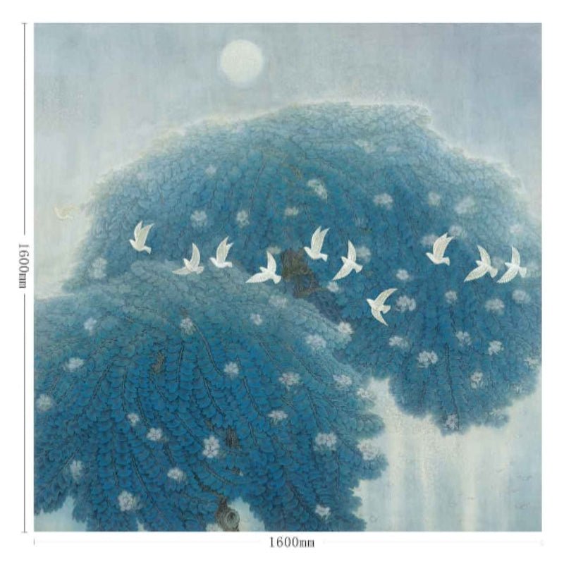 High - End Embroidery Decorative Painting - Suzhou Embroidery with Silk Full - Embroidery Craftsmanship | Commercial Space Soft Decoration Wall Hanging | Bulk Purchases Available with Customizable Patterns and Sizes.Frost Under the Moon - 海智集