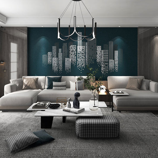 High - End Embroidery Decorative Painting - Suzhou Embroidery with Silk Full - Embroidery Craftsmanship | Commercial Space Soft Decoration Wall Hanging | Bulk Purchases Available with Customizable Patterns and Sizes.Skyscrapers Lining the Sky - 海智集