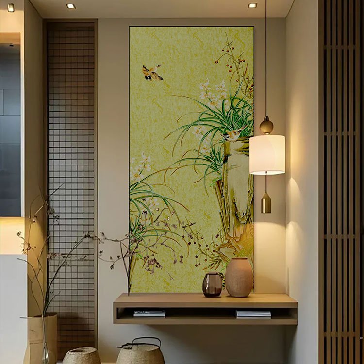 High - End Embroidery Decorative Painting - Suzhou Embroidery with Silk Full - Embroidery Craftsmanship | Commercial Space Soft Decoration Wall Hanging | Bulk Purchases Available with Customizable Patterns and Sizes.Secluded Orchid - 海智集