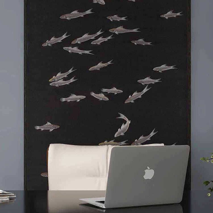 High - End Embroidery Decorative Painting - Suzhou Embroidery with Silk Full - Embroidery Craftsmanship | Commercial Space Soft Decoration Wall Hanging | Bulk Purchases Available with Customizable Patterns and Sizes.School of Fish - 海智集