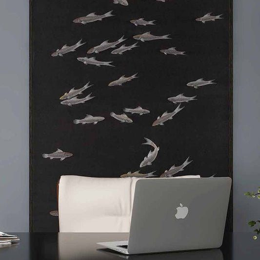 High - End Embroidery Decorative Painting - Suzhou Embroidery with Silk Full - Embroidery Craftsmanship | Commercial Space Soft Decoration Wall Hanging | Bulk Purchases Available with Customizable Patterns and Sizes.School of Fish - 海智集