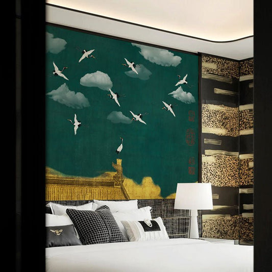 High - End Embroidery Decorative Painting - Suzhou Embroidery with Silk Full - Embroidery Craftsmanship | Commercial Space Soft Decoration Wall Hanging | Bulk Purchases Available with Customizable Patterns and Sizes.Crane Crying in the Nine Marshes - 海智集