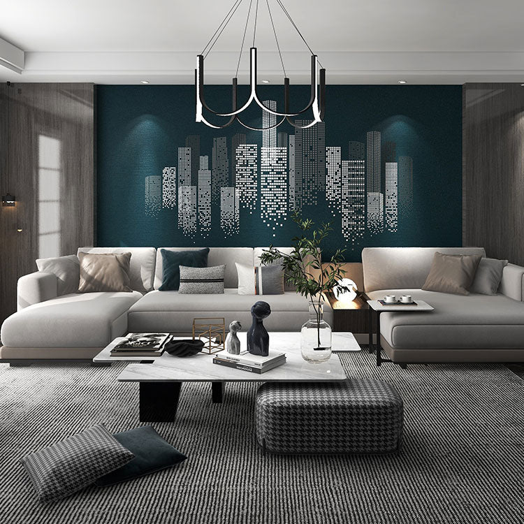 High - End Embroidery Decorative Painting - Suzhou Embroidery with Silk Full - Embroidery Craftsmanship | Commercial Space Soft Decoration Wall Hanging | Bulk Purchases Available with Customizable Patterns and Sizes.Skyscrapers Lining the Sky - 海智集