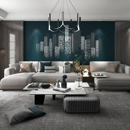 High - End Embroidery Decorative Painting - Suzhou Embroidery with Silk Full - Embroidery Craftsmanship | Commercial Space Soft Decoration Wall Hanging | Bulk Purchases Available with Customizable Patterns and Sizes.Skyscrapers Lining the Sky - 海智集