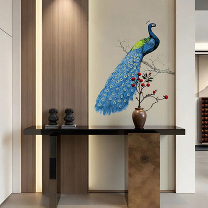 High - End Embroidery Decorative Painting - Suzhou Embroidery with Silk Full - Embroidery Craftsmanship | Commercial Space Soft Decoration Wall Hanging | Bulk Purchases Available with Customizable Patterns and Sizes.Blue - Plumed Peacock - 海智集