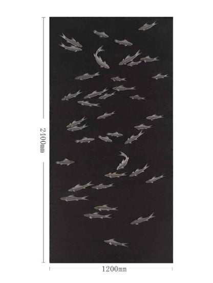 High - End Embroidery Decorative Painting - Suzhou Embroidery with Silk Full - Embroidery Craftsmanship | Commercial Space Soft Decoration Wall Hanging | Bulk Purchases Available with Customizable Patterns and Sizes.School of Fish - 海智集