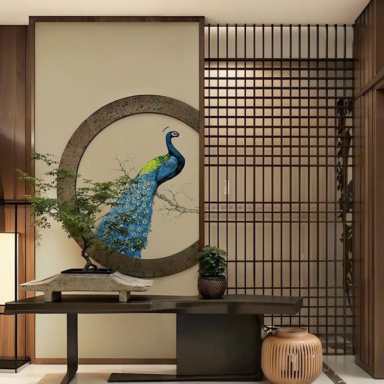 High - End Embroidery Decorative Painting - Suzhou Embroidery with Silk Full - Embroidery Craftsmanship | Commercial Space Soft Decoration Wall Hanging | Bulk Purchases Available with Customizable Patterns and Sizes.Blue - Plumed Peacock - 海智集
