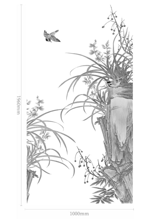 High - End Embroidery Decorative Painting - Suzhou Embroidery with Silk Full - Embroidery Craftsmanship | Commercial Space Soft Decoration Wall Hanging | Bulk Purchases Available with Customizable Patterns and Sizes.Secluded Orchid - 海智集