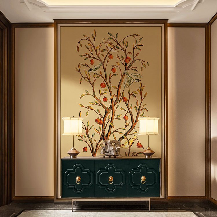 High - End Embroidery Decorative Painting - Suzhou Embroidery with Silk Full - Embroidery Craftsmanship | Commercial Space Soft Decoration Wall Hanging | Bulk Purchases Available with Customizable Patterns and Sizes.Golden Autumn - 海智集