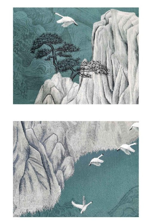 High - End Embroidery Decorative Painting - Suzhou Embroidery with Silk Full - Embroidery Craftsmanship | Commercial Space Soft Decoration Wall Hanging | Bulk Purchases Available with Customizable Patterns and Sizes.Emerald Waters and Verdant Mountains - 海智集