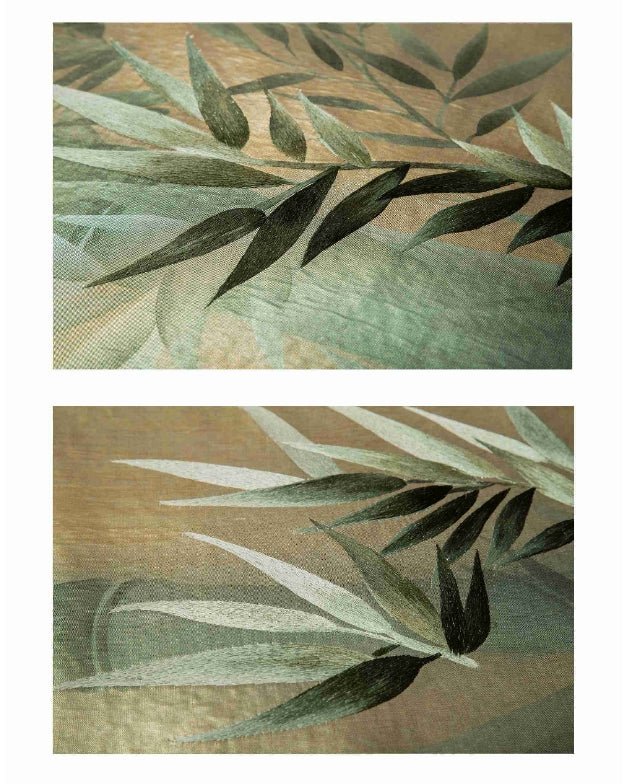 High - End Embroidery Decorative Painting - Suzhou Embroidery with Silk Full - Embroidery Craftsmanship | Commercial Space Soft Decoration Wall Hanging | Bulk Purchases Available with Customizable Patterns and Sizes.Bamboo Imprints in Golden Light - 海智集