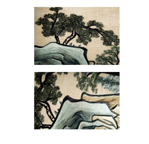 High - End Embroidery Decorative Painting - Suzhou Embroidery with Silk Full - Embroidery Craftsmanship | Commercial Space Soft Decoration Wall Hanging | Bulk Purchases Available with Customizable Patterns and Sizes.Mountains and Streams Amid Cloudy Ravines - 海智集