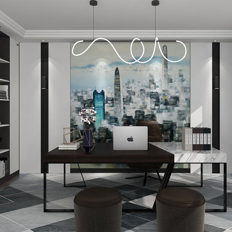 High - End Embroidery Decorative Painting - Suzhou Embroidery with Silk Full - Embroidery Craftsmanship | Commercial Space Soft Decoration Wall Hanging | Bulk Purchases Available with Customizable Patterns and Sizes.Modern Metropolis - 海智集