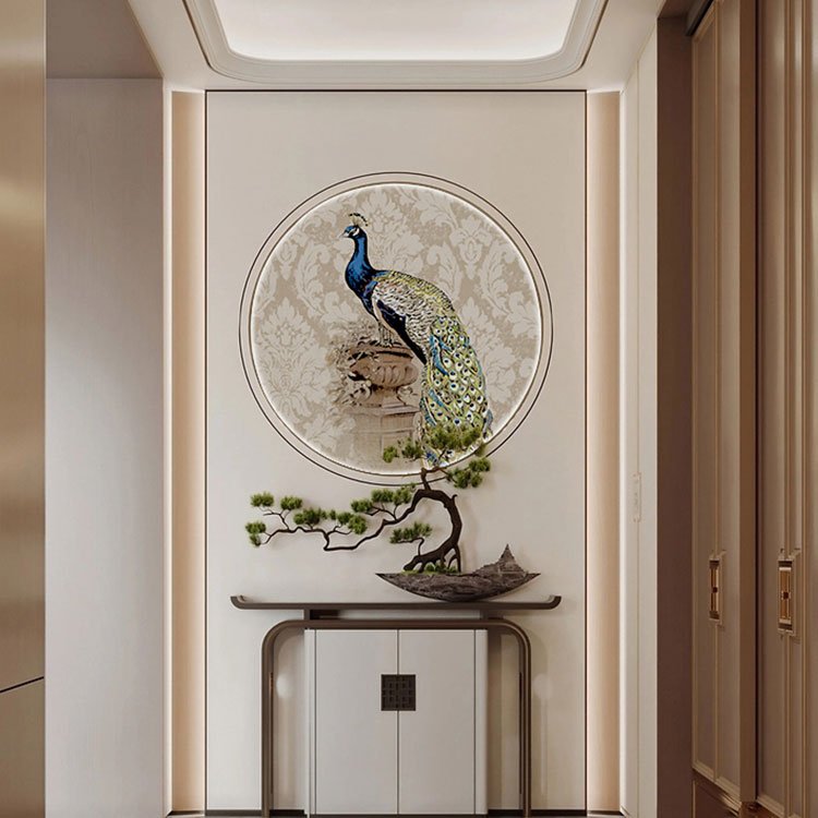 High - End Embroidery Decorative Painting - Suzhou Embroidery with Silk Full - Embroidery Craftsmanship | Commercial Space Soft Decoration Wall Hanging | Bulk Purchases Available with Customizable Patterns and Sizes.European Peacock - 海智集