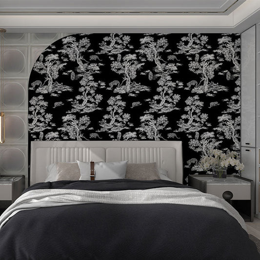 High - End Embroidery Decorative Painting - Suzhou Embroidery with Silk Full - Embroidery Craftsmanship | Commercial Space Soft Decoration Wall Hanging | Bulk Purchases Available with Customizable Patterns and Sizes.Leopard in Prosperous Forest - 海智集