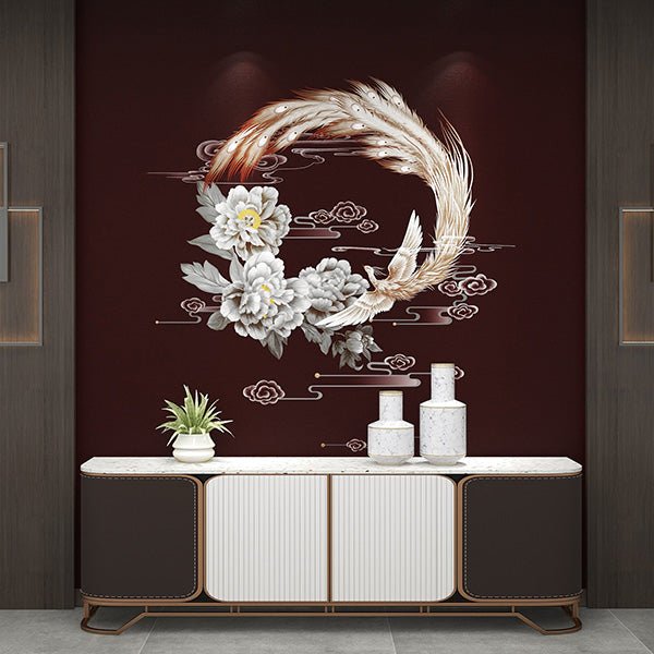 High - End Embroidery Decorative Painting - Suzhou Embroidery with Silk Full - Embroidery Craftsmanship | Commercial Space Soft Decoration Wall Hanging | Bulk Purchases Available with Customizable Patterns and Sizes.Phoenix Grace and Peony - 海智集