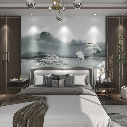 High - End Embroidery Decorative Painting - Suzhou Embroidery with Silk Full - Embroidery Craftsmanship | Commercial Space Soft Decoration Wall Hanging | Bulk Purchases Available with Customizable Patterns and Sizes.Egret Resting and Flying - 海智集