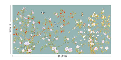 High - End Embroidery Decorative Painting - Suzhou Embroidery with Silk Full - Embroidery Craftsmanship | Commercial Space Soft Decoration Wall Hanging | Bulk Purchases Available with Customizable Patterns and Sizes.Birds Singing and Flowers Fragrant - 海智集