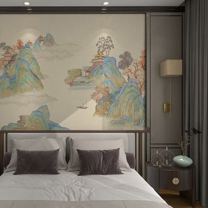 High - End Embroidery Decorative Painting - Suzhou Embroidery with Silk Full - Embroidery Craftsmanship | Commercial Space Soft Decoration Wall Hanging | Bulk Purchases Available with Customizable Patterns and Sizes.Spring River and Cloud Shadows - 海智集