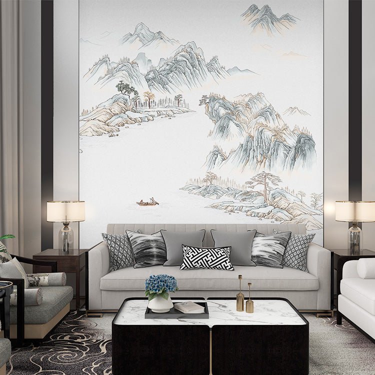 High - End Embroidery Decorative Painting - Suzhou Embroidery with Silk Full - Embroidery Craftsmanship | Commercial Space Soft Decoration Wall Hanging | Bulk Purchases Available with Customizable Patterns and Sizes.Mountains and Streams Amid Cloudy Ravines - 海智集