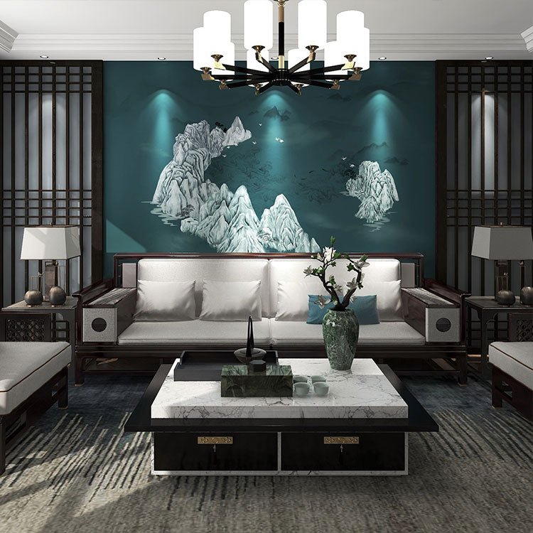 High - End Embroidery Decorative Painting - Suzhou Embroidery with Silk Full - Embroidery Craftsmanship | Commercial Space Soft Decoration Wall Hanging | Bulk Purchases Available with Customizable Patterns and Sizes.Emerald Waters and Verdant Mountains - 海智集