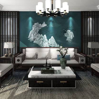 High - End Embroidery Decorative Painting - Suzhou Embroidery with Silk Full - Embroidery Craftsmanship | Commercial Space Soft Decoration Wall Hanging | Bulk Purchases Available with Customizable Patterns and Sizes.Emerald Waters and Verdant Mountains - 海智集