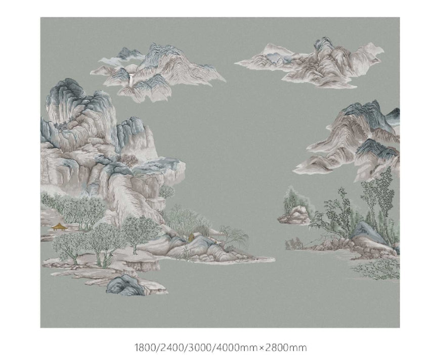 High - End Embroidery Decorative Painting - Suzhou Embroidery with Silk Full - Embroidery Craftsmanship | Commercial Space Soft Decoration Wall Hanging | Bulk Purchases Available with Customizable Patterns and Sizes.A Thousand Mountains in Emerald Green - 海智集