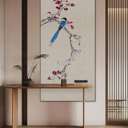 High - End Embroidery Decorative Painting - Suzhou Embroidery with Silk Full - Embroidery Craftsmanship | Commercial Space Soft Decoration Wall Hanging | Bulk Purchases Available with Customizable Patterns and Sizes.Joy Perched on the Branch - 海智集