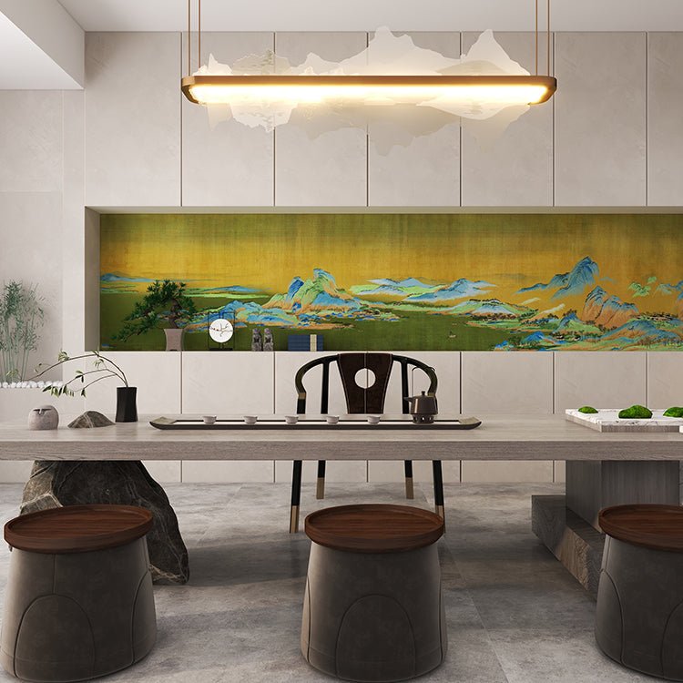 High - End Embroidery Decorative Painting - Suzhou Embroidery with Silk Full - Embroidery Craftsmanship | Commercial Space Soft Decoration Wall Hanging | Bulk Purchases Available with Customizable Patterns and Sizes.A Thousand Miles of Rivers and Mountains - 海智集