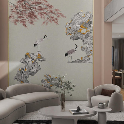 High - End Embroidery Decorative Painting - Suzhou Embroidery with Silk Full - Embroidery Craftsmanship | Commercial Space Soft Decoration Wall Hanging | Bulk Purchases Available with Customizable Patterns and Sizes.Auspicious Crane in Spring - 海智集