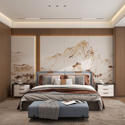 High - End Embroidery Decorative Painting - Suzhou Embroidery with Silk Full - Embroidery Craftsmanship | Commercial Space Soft Decoration Wall Hanging | Bulk Purchases Available with Customizable Patterns and Sizes.Layered Peaks and Ridges - 海智集