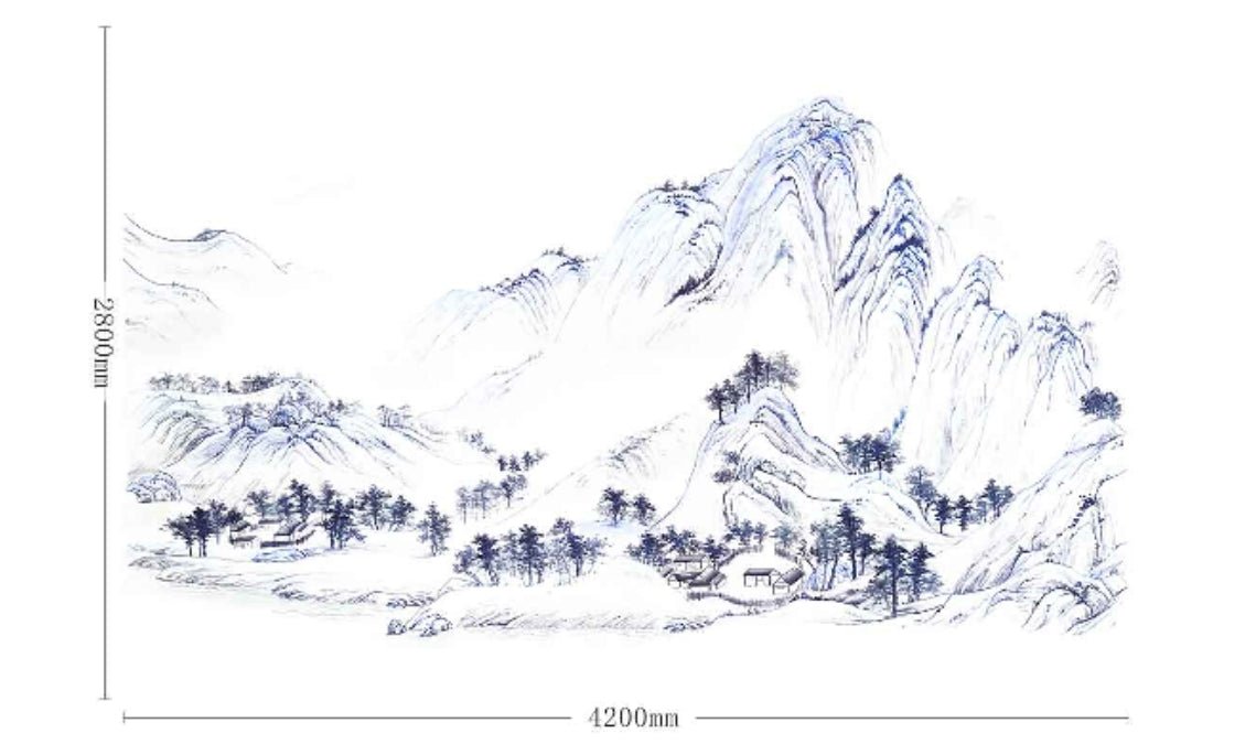 High - End Embroidery Decorative Painting - Suzhou Embroidery with Silk Full - Embroidery Craftsmanship | Commercial Space Soft Decoration Wall Hanging | Bulk Purchases Available with Customizable Patterns and Sizes.Layered Peaks and Ridges - 海智集