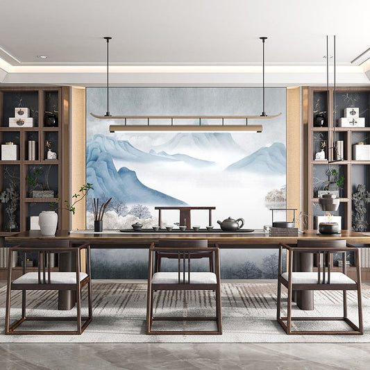 High - End Embroidery Decorative Painting - Suzhou Embroidery with Silk Full - Embroidery Craftsmanship | Commercial Space Soft Decoration Wall Hanging | Bulk Purchases Available with Customizable Patterns and Sizes.Sky and Water Merged in One Color - 海智集