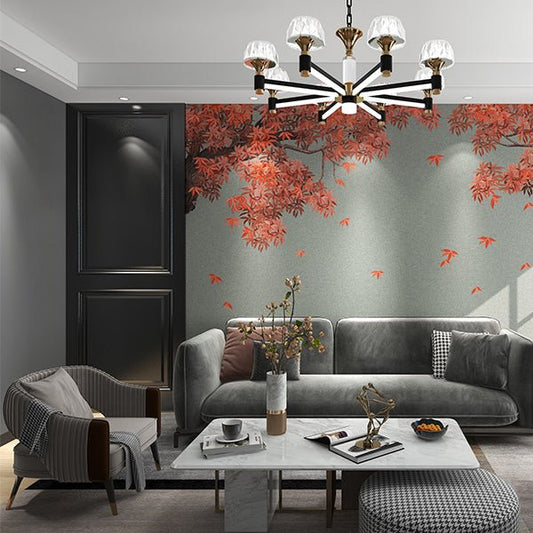 High - End Embroidery Decorative Painting - Suzhou Embroidery with Silk Full - Embroidery Craftsmanship | Commercial Space Soft Decoration Wall Hanging | Bulk Purchases Available with Customizable Patterns and Sizes.Maple Leaves Dancing in the Sky - 海智集