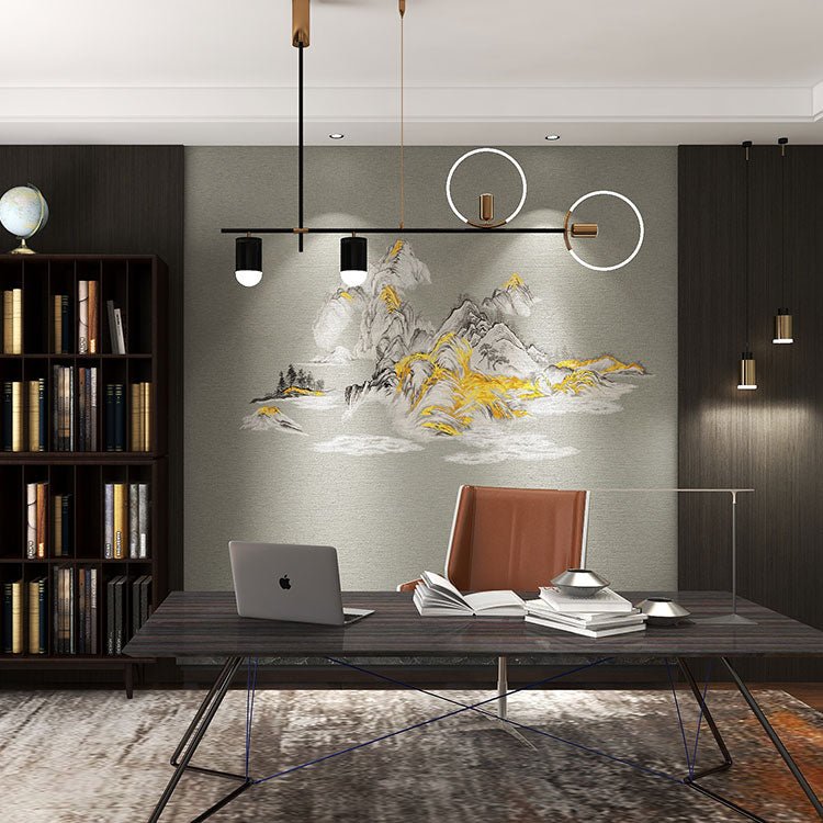 High - End Embroidery Decorative Painting - Suzhou Embroidery with Silk Full - Embroidery Craftsmanship | Commercial Space Soft Decoration Wall Hanging | Bulk Purchases Available with Customizable Patterns and Sizes.Gilded Mountains and Rivers - 海智集