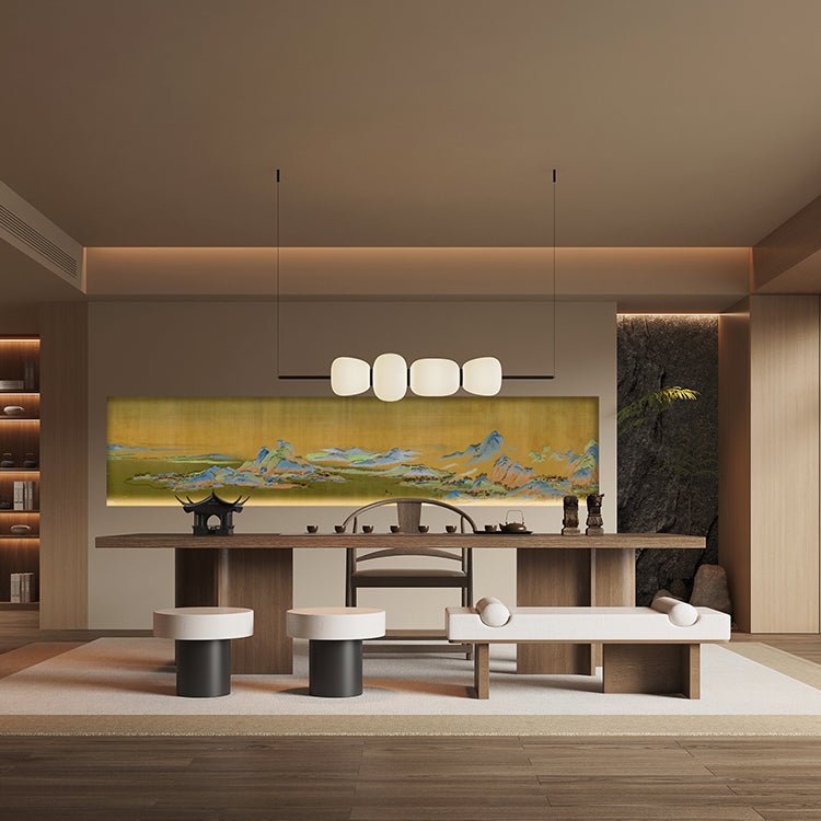 High - End Embroidery Decorative Painting - Suzhou Embroidery with Silk Full - Embroidery Craftsmanship | Commercial Space Soft Decoration Wall Hanging | Bulk Purchases Available with Customizable Patterns and Sizes.A Thousand Miles of Rivers and Mountains - 海智集